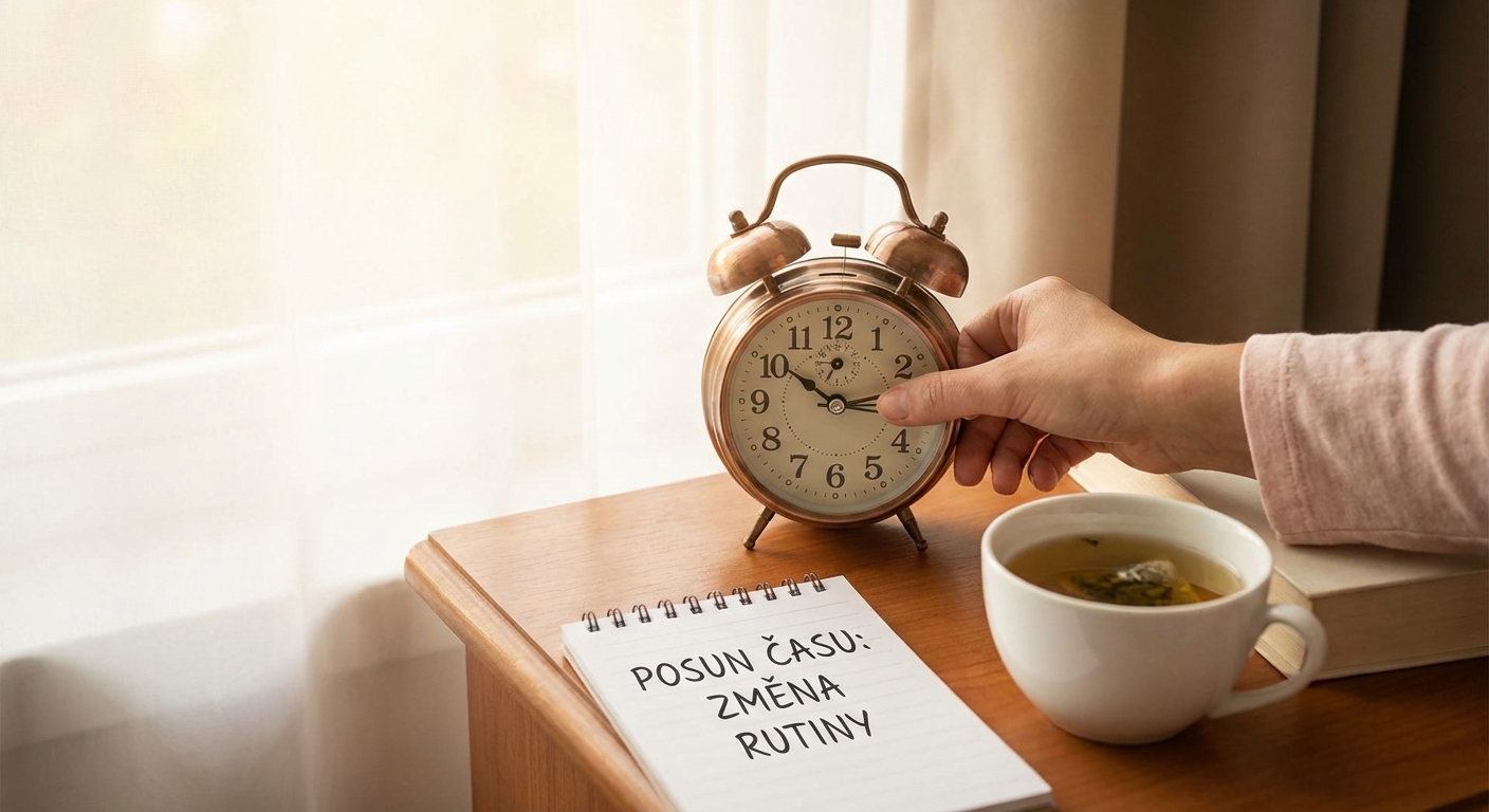 A close-up of a hand reaching for a ringing alarm clock, symbolizing waking up in the morning.