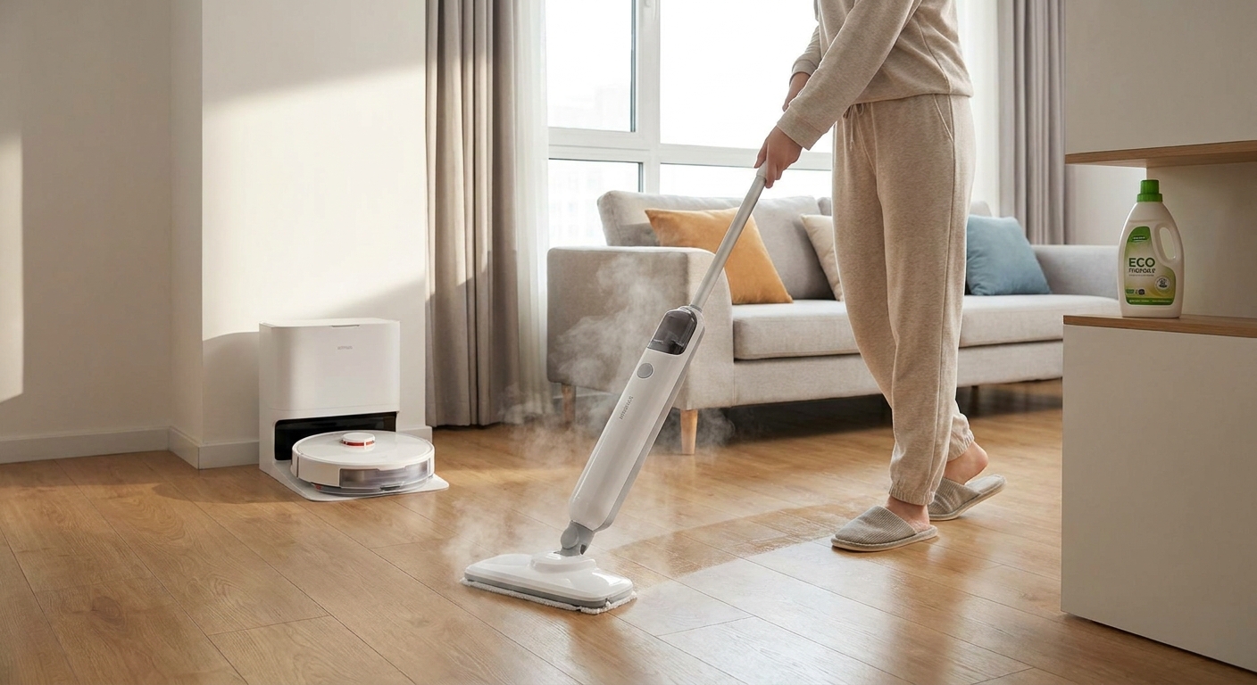 Ani klasický vysavač, ani robotický mop. Domácnosti dobývá systém, který podlahu vydezinfikuje párou