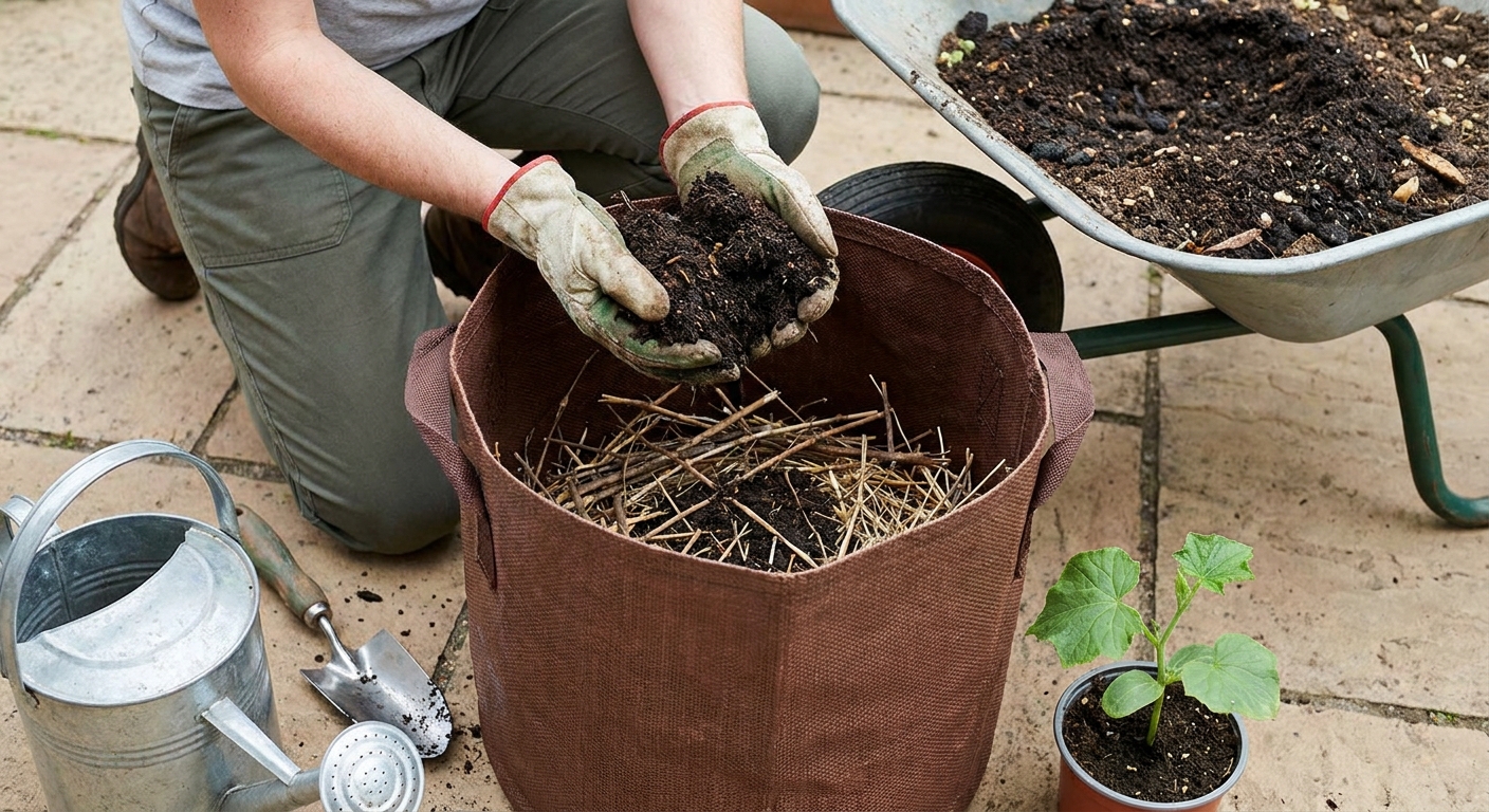 Ani skleník, ani pařeniště. Nejlepší způsob pěstování okurek je v pytlích od brambor. Výnosy jsou trojnásobné