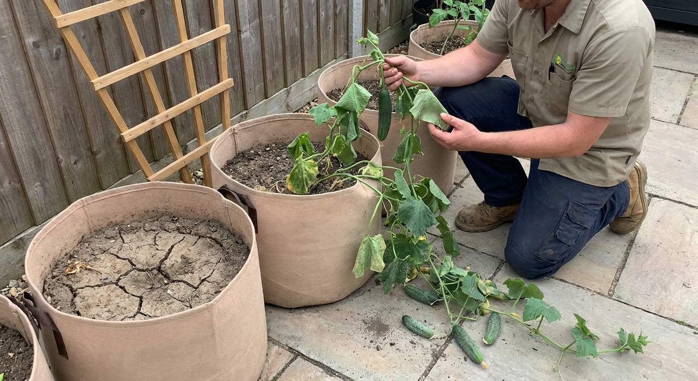Ani skleník, ani pařeniště. Nejlepší způsob pěstování okurek je v pytlích od brambor. Výnosy jsou trojnásobné