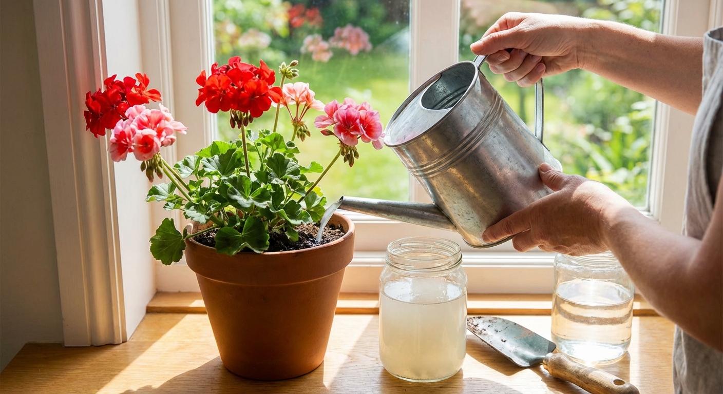 Žádné hnojivo z obchodu. Stačí tahle tekutina, kterou denně vyléváte, a muškáty budou mít obří květy