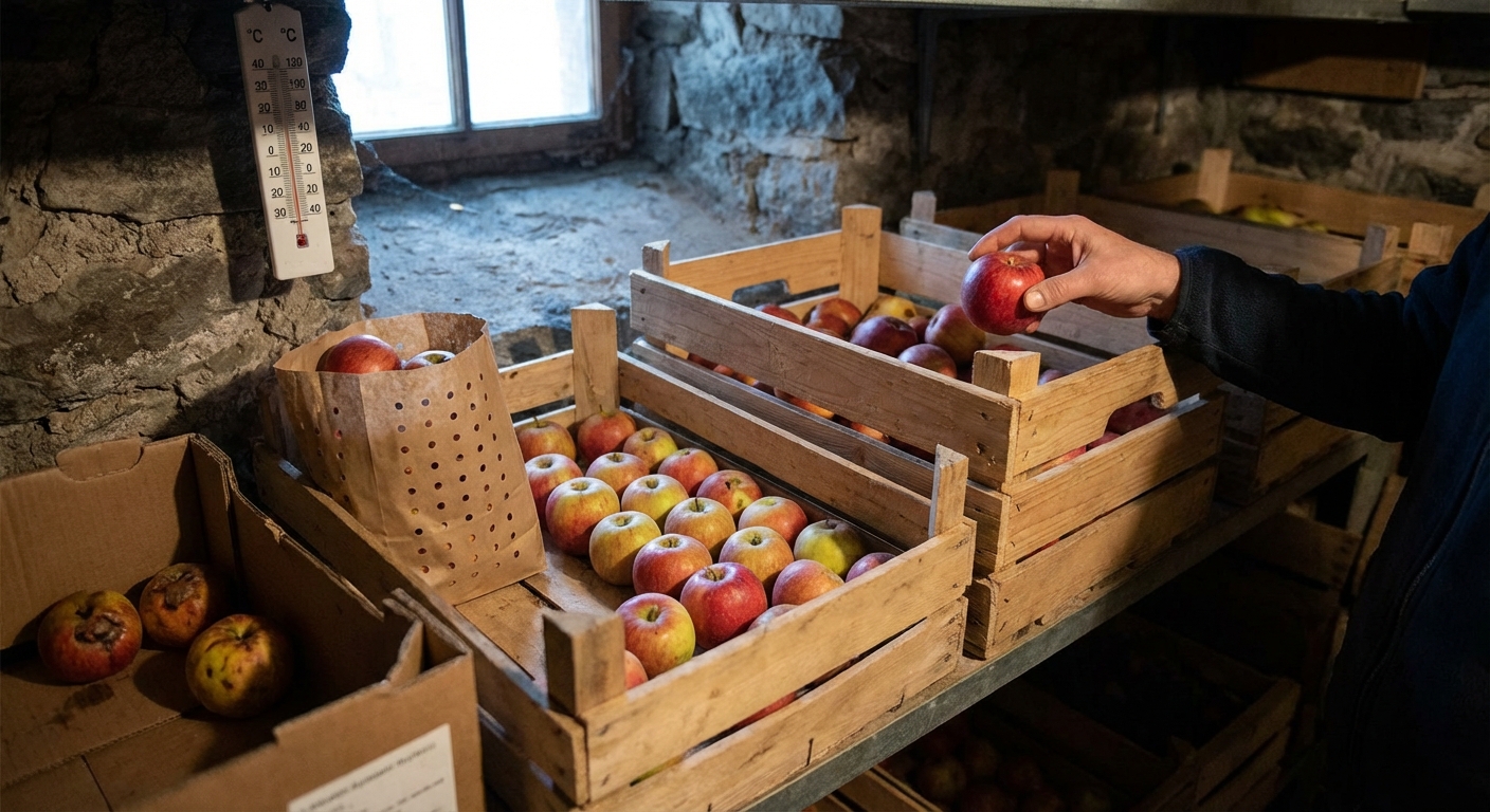 A simple fruit bowl with green apples and bananas on a sleek wooden table, perfect for a modern kitchen.