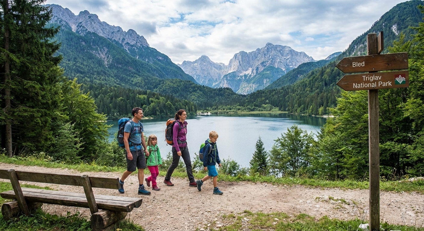 Scenic view of a tranquil mountain lake with lush greenery and rugged landscapes in the Tatra Mountains.