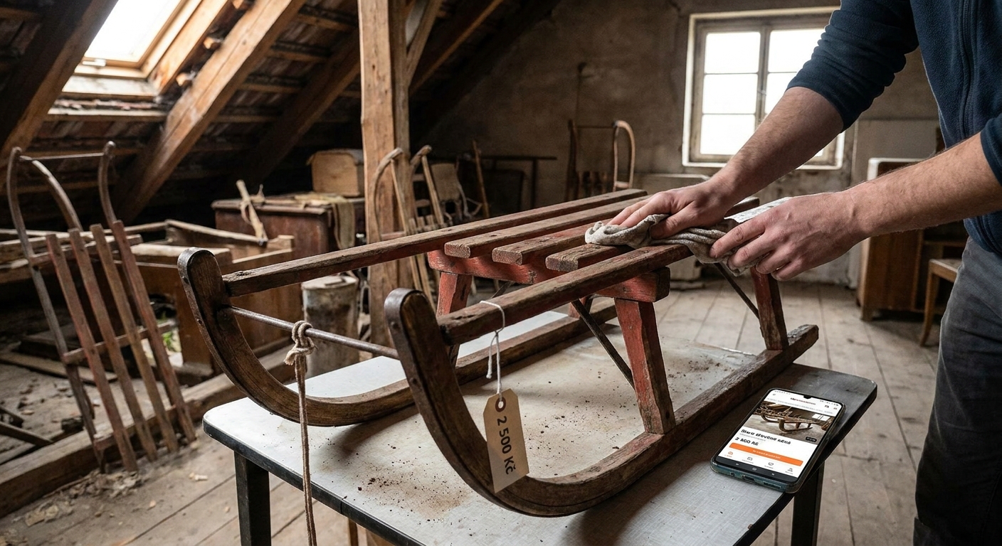 Kdo má na půdě tyto staré dřevěné sáně, má v ruce tisíce. Designéři je vykupují jako dekorace do horských chat