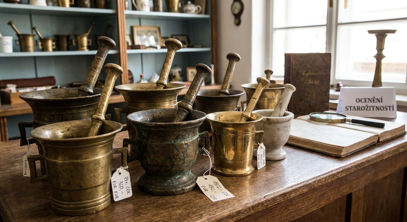 Kdo vlastní tento starý mosazný hmoždíř, drží v ruce věc za tisíce