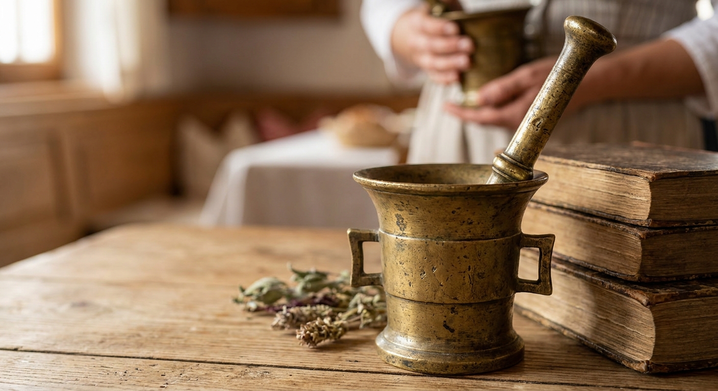 Kdo vlastní tento starý mosazný hmoždíř, drží v ruce věc za tisíce