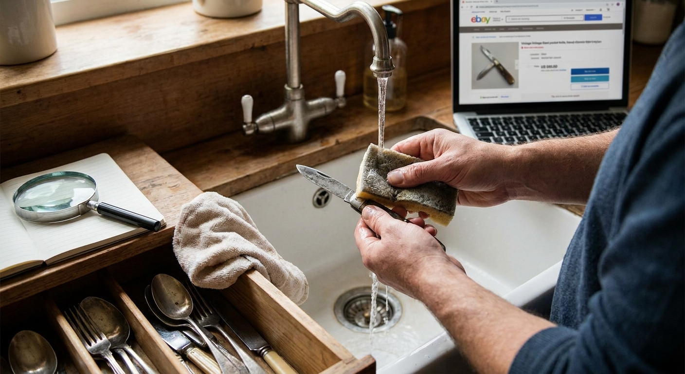 Kdo vlastní tuto starou sadu nožů po prababičce? Pokud mají tuto značku, mají cenu vaší nové kuchyně