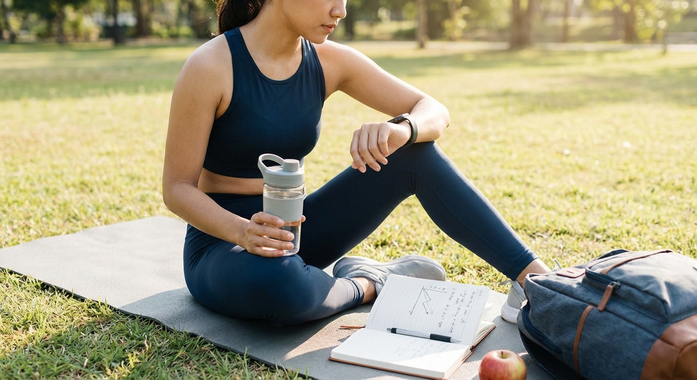 A fit man in sportswear drinking water outdoors, highlighting hydration and fitness.