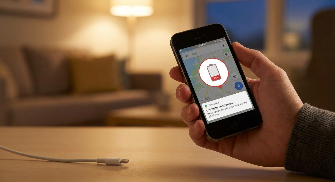 Close-up of a hand holding a smartphone displaying its control panel interface.