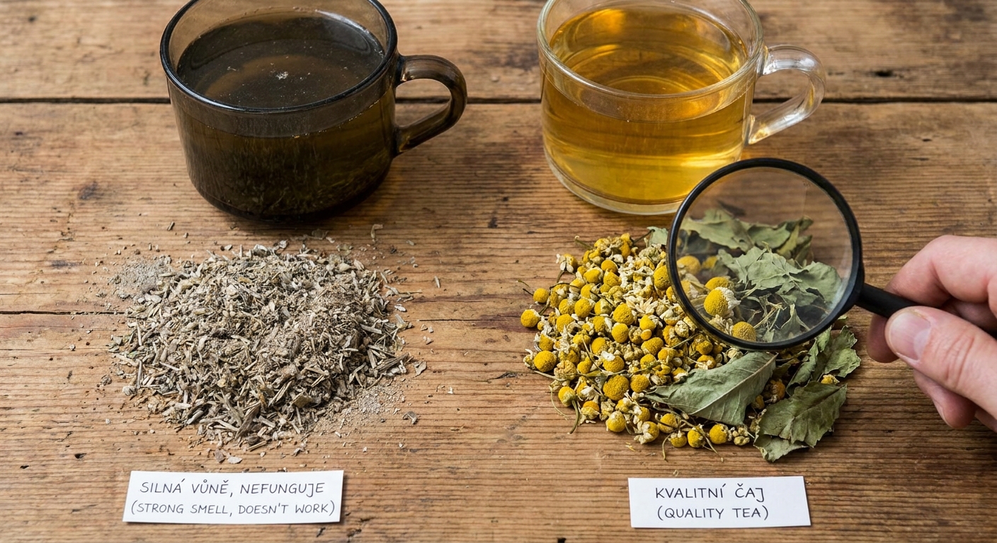 Nejhorší bylinkový čaj z lékárny. Voní po heřmánku, ale složení připomíná spíš odpad z pole bez účinných látek