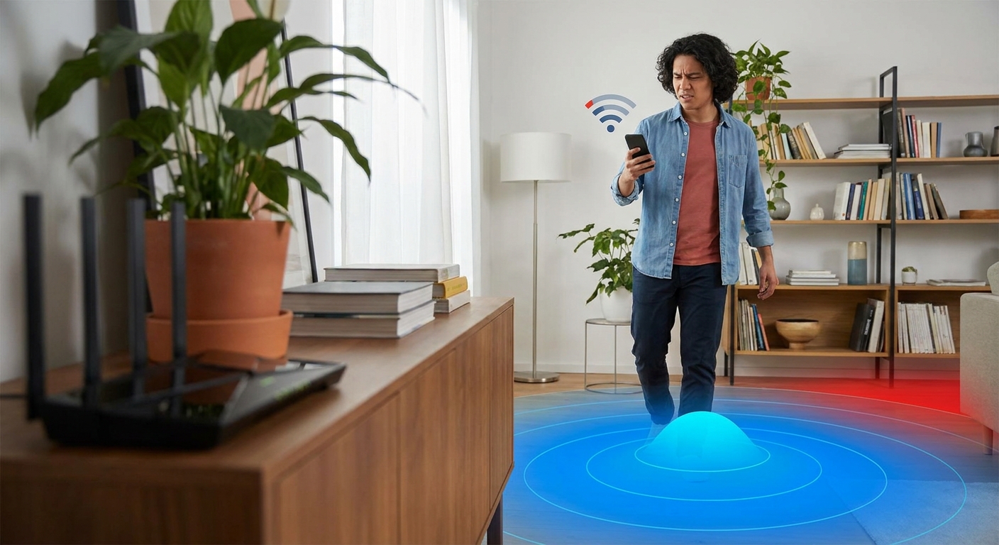 Nejhorší místo pro umístění Wi-fi routeru. Pokud ho máte tady, zbytečně se okrádáte o polovinu rychlosti internetu