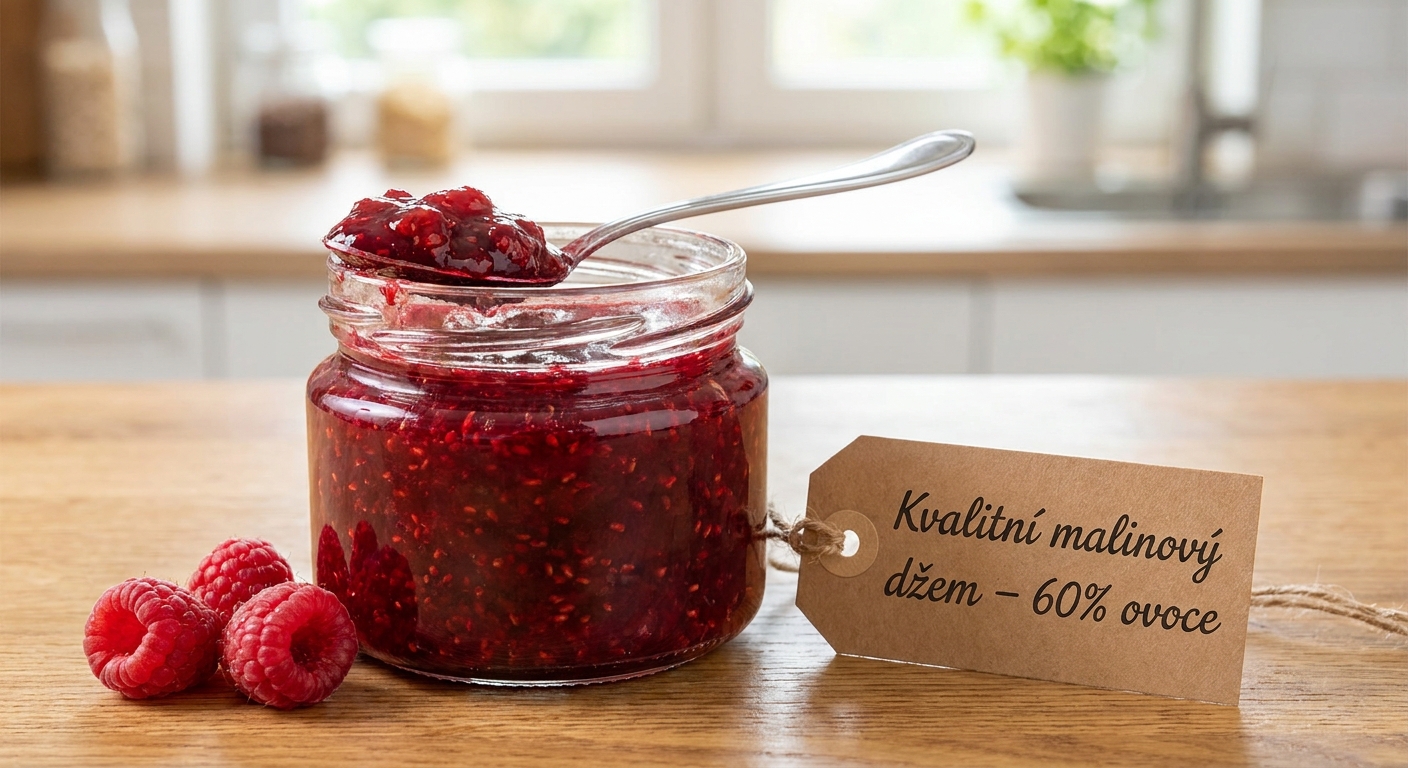 Nejhorší malinový džem v akci. Na první pohled vypadá skvěle, ale ovoce v něm najdete jen v popisku