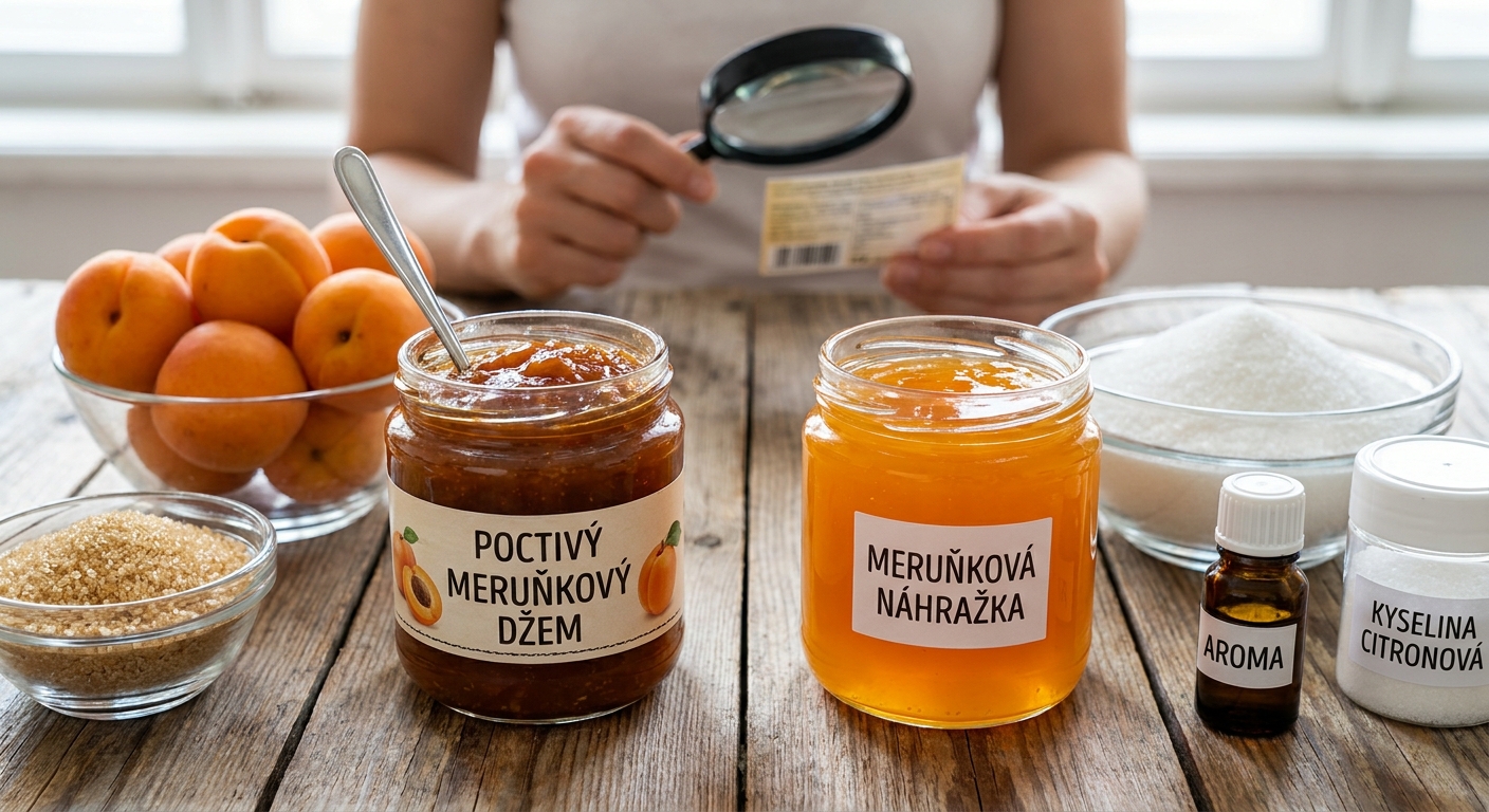 Nejhorší meruňkový džem v akci. Na první pohled vypadá skvěle, ale ovoce v něm najdete jen v popisu