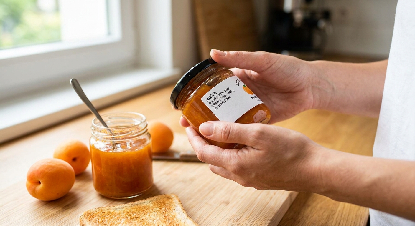 Nejhorší meruňkový džem v akci. Na první pohled vypadá skvěle, ale ovoce v něm najdete jen v popisu