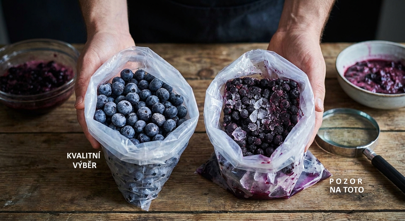 Nejhorší mražené borůvky ze supermarketu. Po rozmrazení z nich zbude jen modrá břečka bez chuti