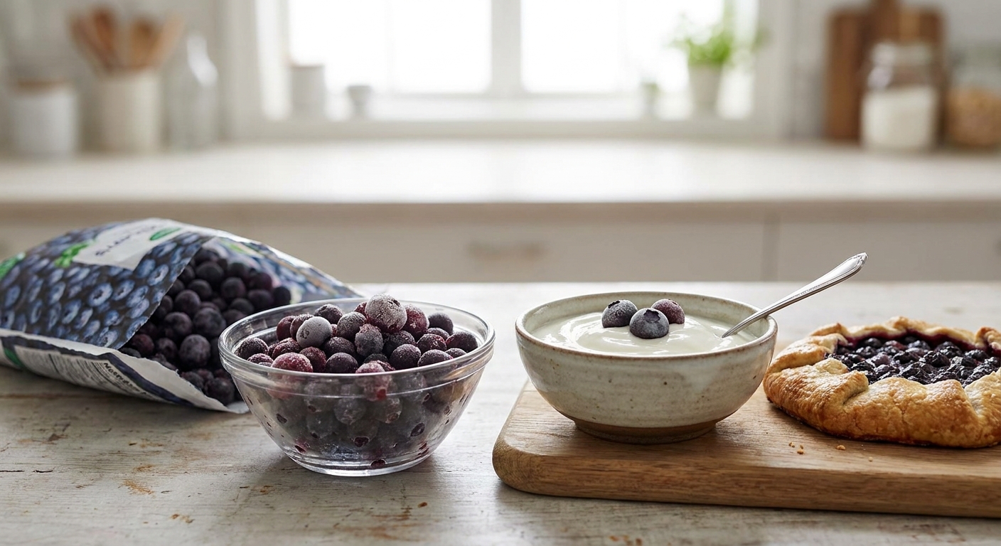 Nejhorší mražené borůvky ze supermarketu. Po rozmrazení z nich zbude jen modrá břečka bez chuti
