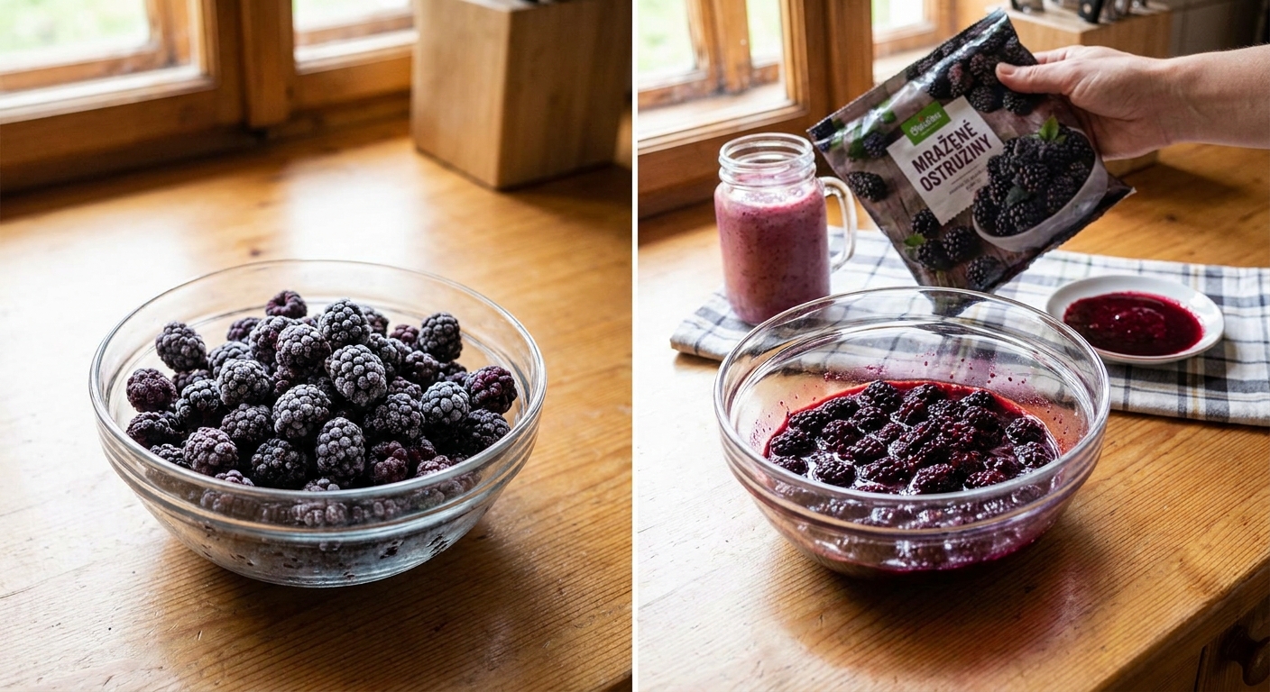 Nejhorší mražené ostružiny ze supermarketu. Po rozmrazení z nich zbude jen černá břečka bez chuti