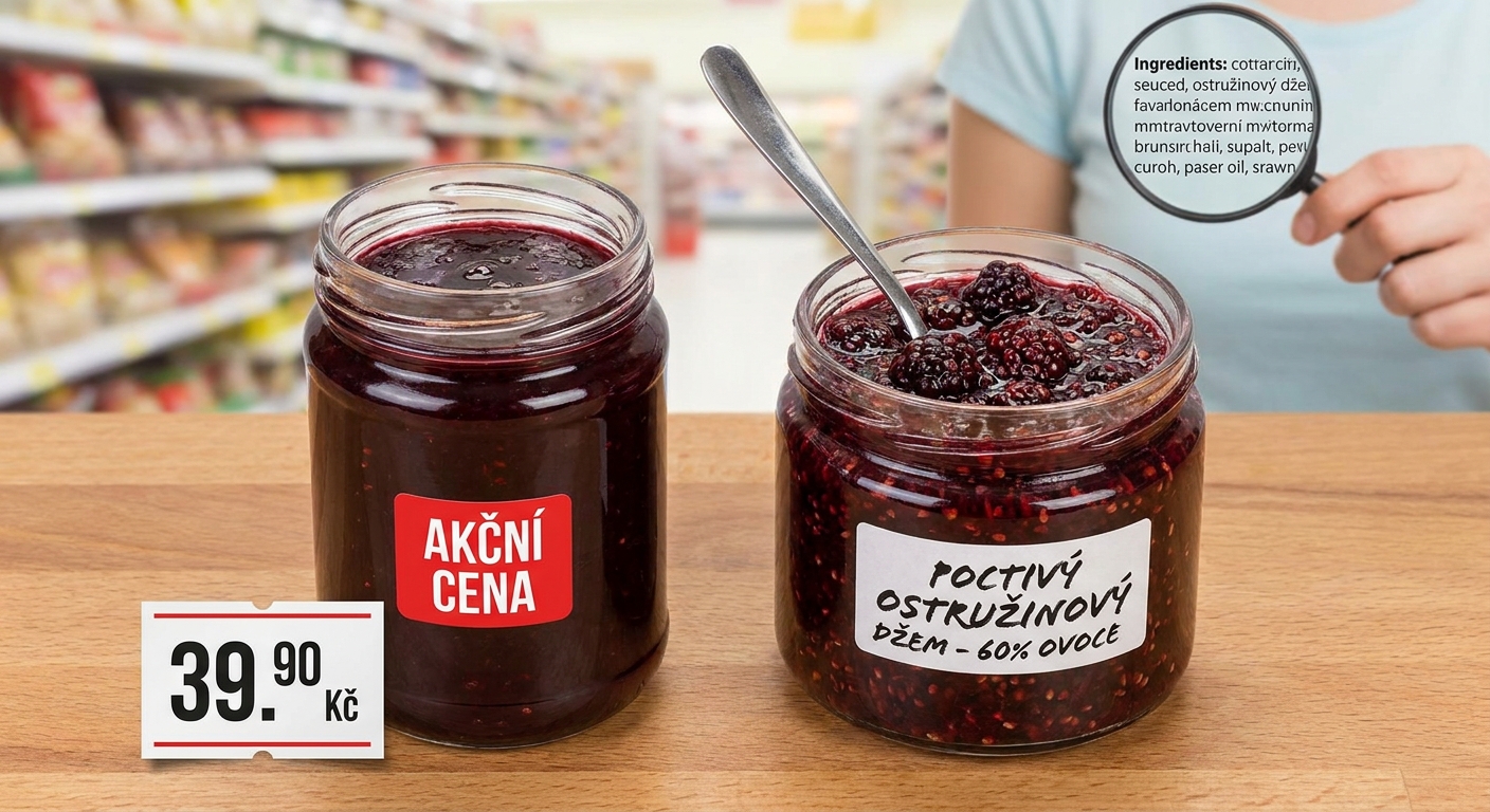 Nejhorší ostružinový džem v akci. Na první pohled vypadá skvěle, ale ovoce v něm najdete jen v popisku