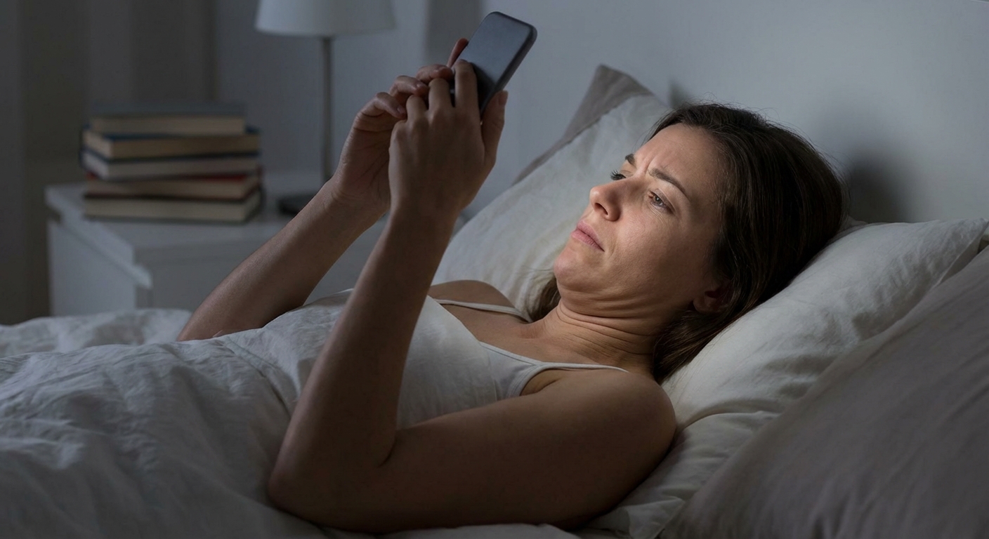 Nejhorší poloha při sledování mobilu v posteli. Ničí vám páteř a způsobuje vrásky, které už nezmizí