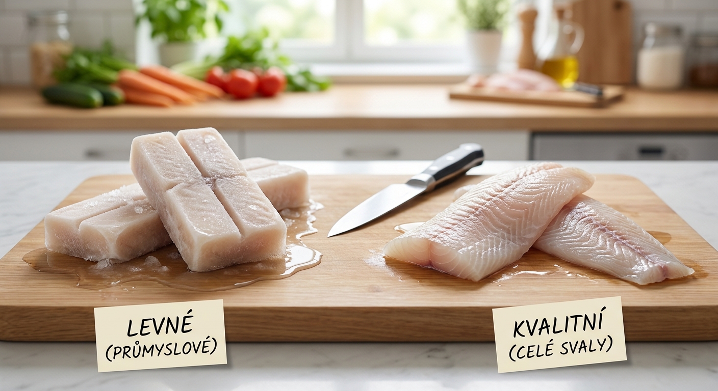 Nejhorší rybí filé z mrazáku. Na talíři vypadají lákavě, ale po upečení z něj zbude jen poloviční porce