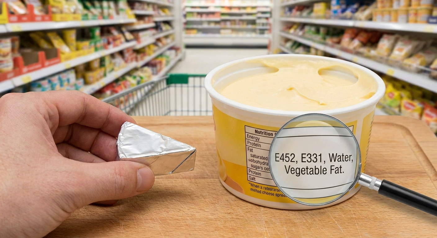 Nejhorší tavený sýr pro dospělé. Na první pohled vypadá kvalitně, ale obsahuje víc tavicích solí než sýra