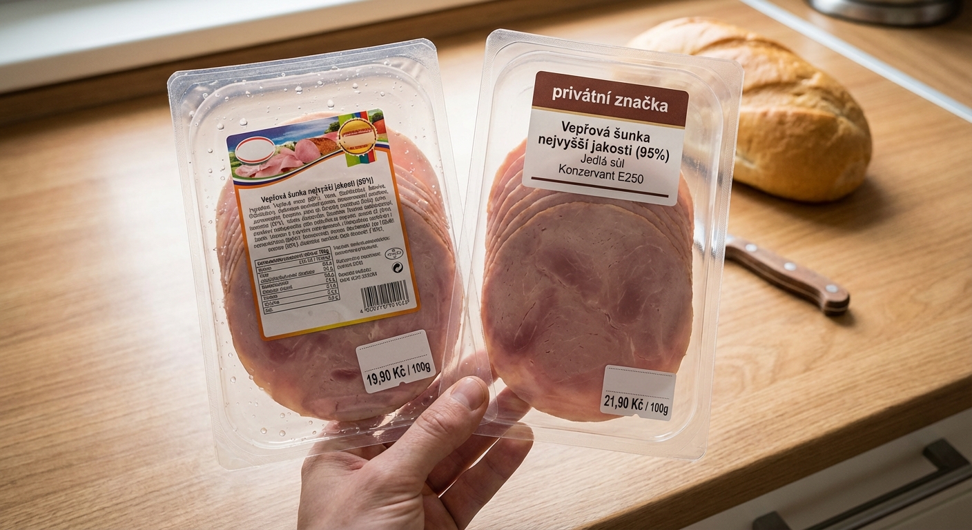 Close-up view of Spanish cured meats like jamón and sausages in plastic packaging, ready for sale.