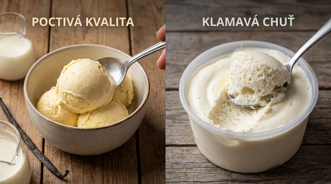 Nejhorší vanilková zmrzlina v testu. Chutná smetanově, ale ve skutečnosti je to jen našlehaný palmový tuk
