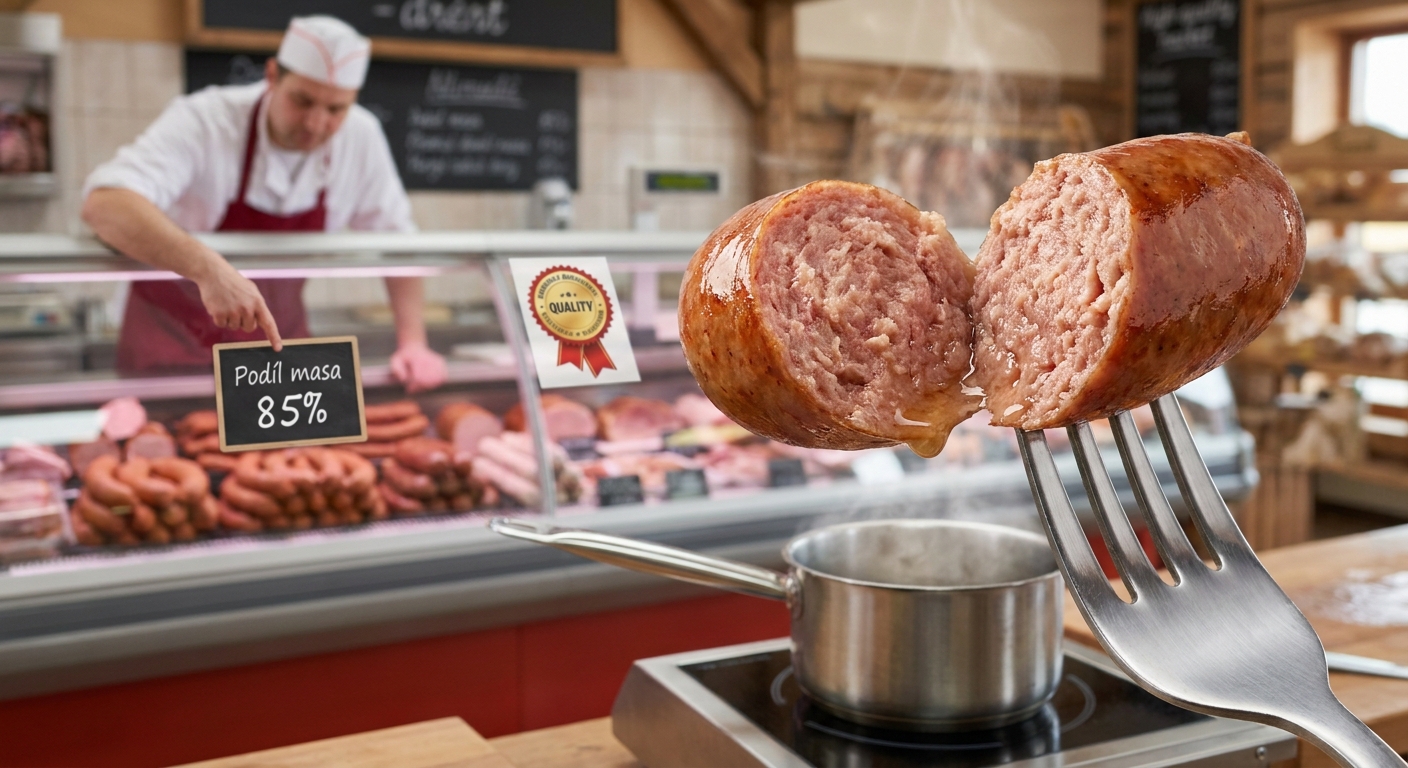 Nejhorší vepřové párky z pultu. Tváří se poctivě, ale masa je v nich méně než v nejlevnější konzervě