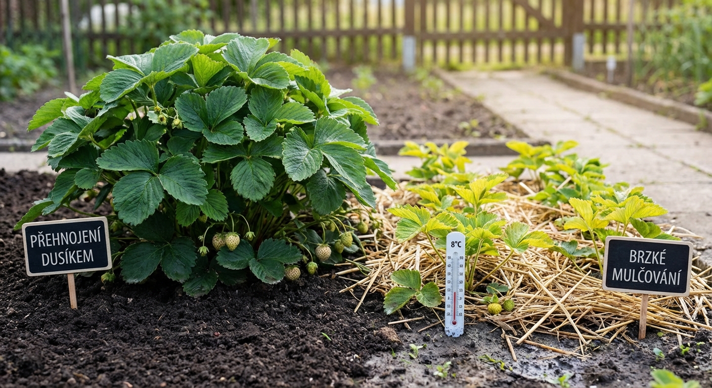 Close-up of potted strawberry plants for sale at a market stall, showcasing fresh produce.
