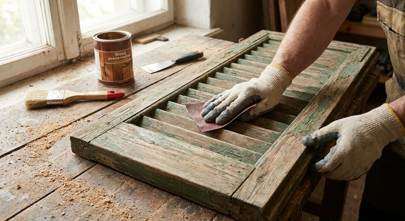 Stylish indoor space featuring a modern glass door with wooden frame and decorative slats.