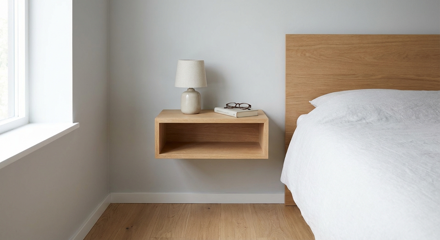 A serene bedroom with natural elements, featuring cozy bedding and indoor plants.