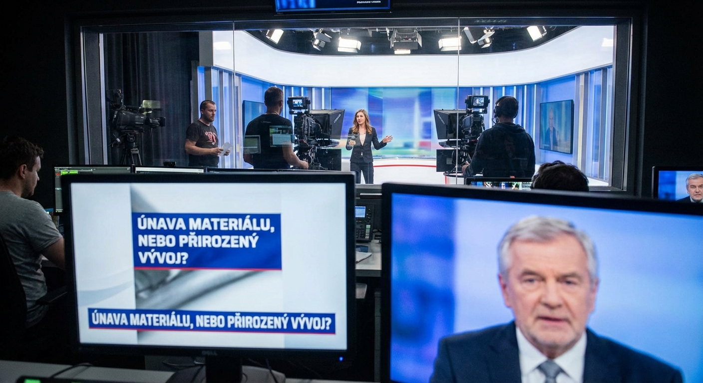 Film production team setting up a scene on an indoor set with dramatic lighting.