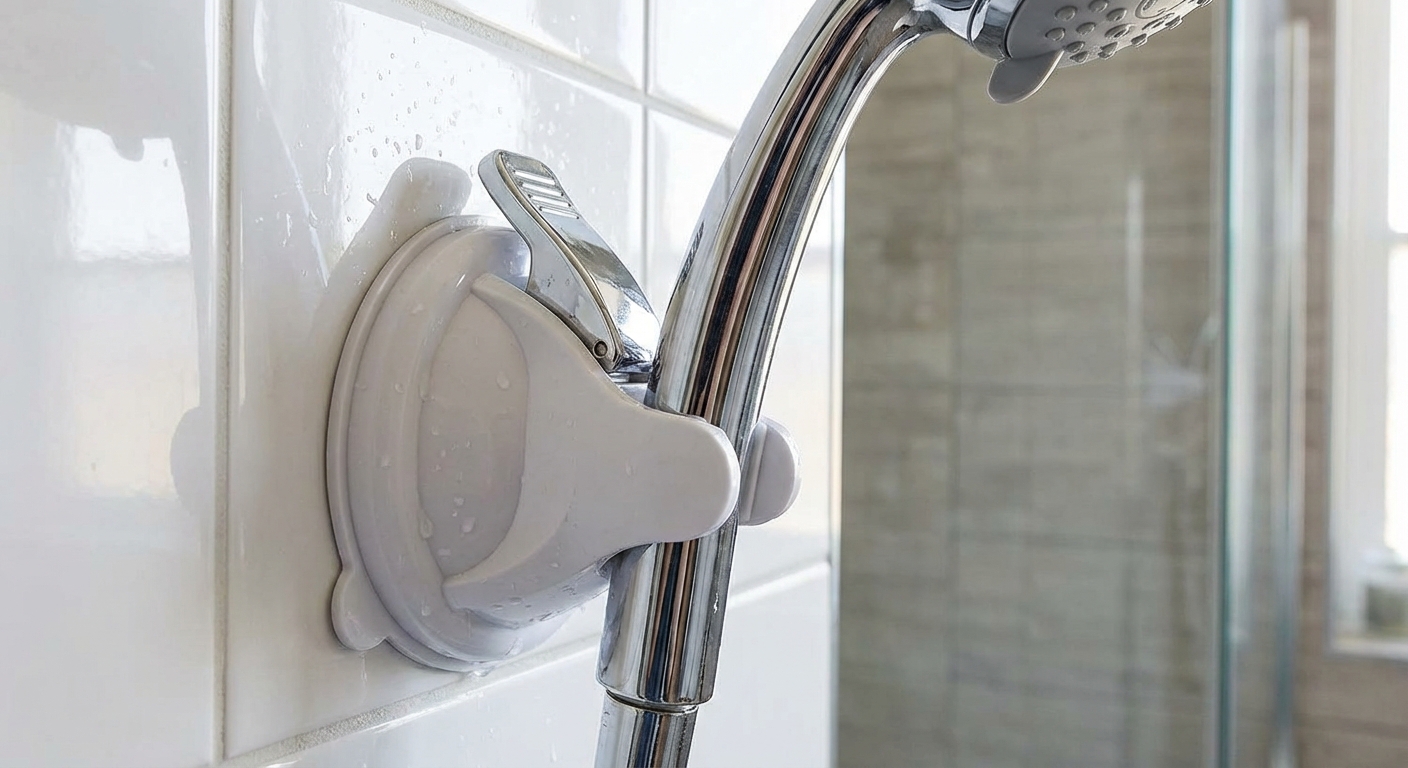 Elegantly designed modern bathroom featuring a glass shower, wall mirror, and large ceramic tiles.