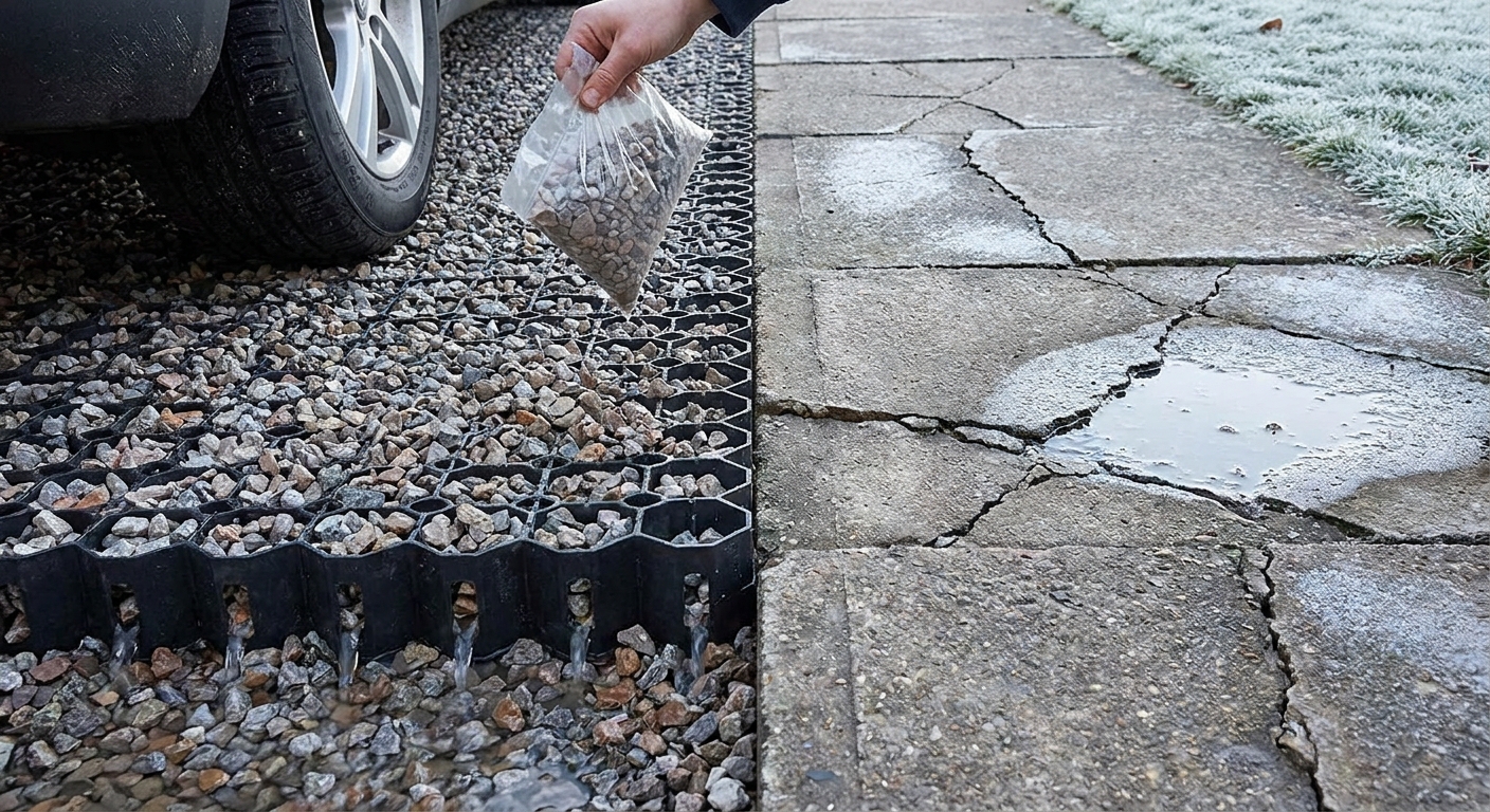 Příjezdové cesty ze zámkové dlažby jsou pasé. Chalupáři objevili materiál, který nepraská a stojí třetinu