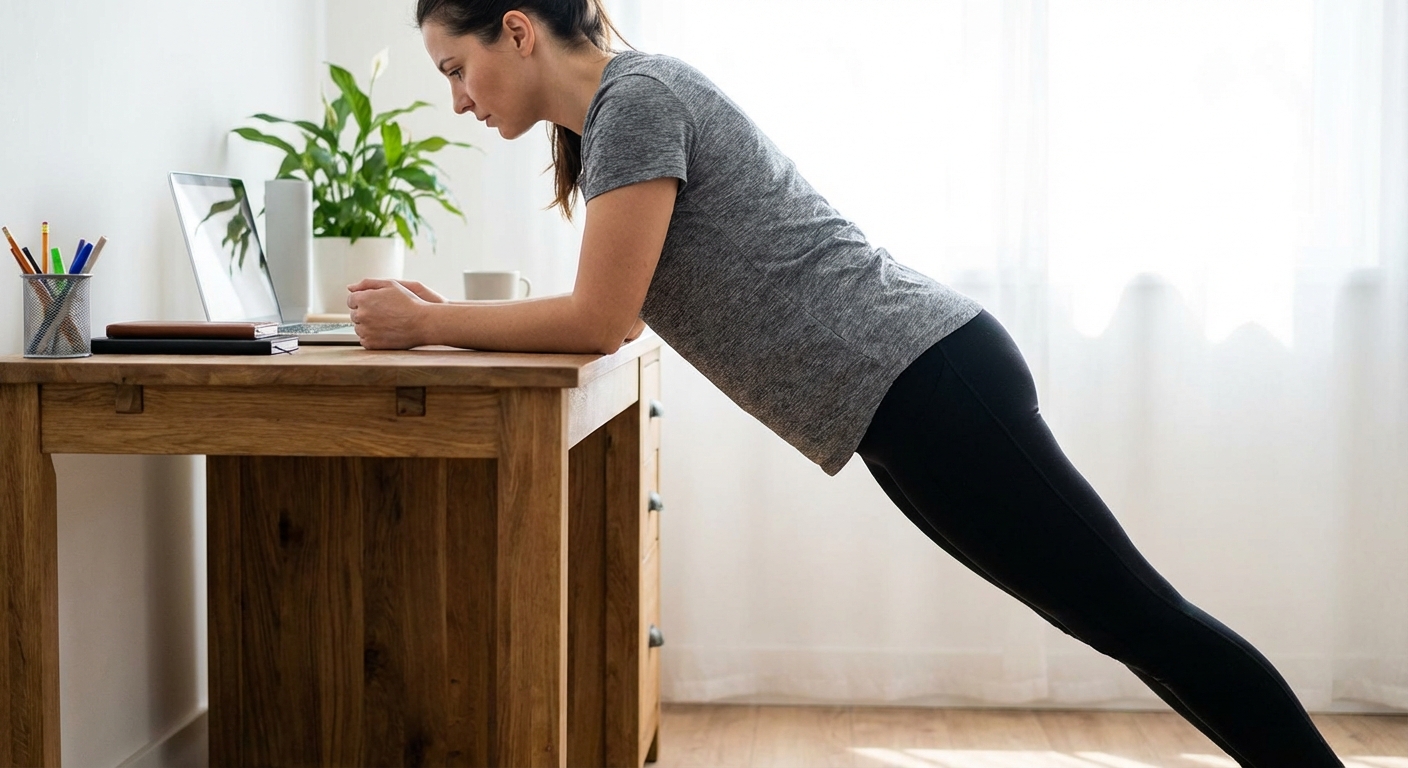 Woman performing workout on mat with resistance band in tranquil outdoor setting.