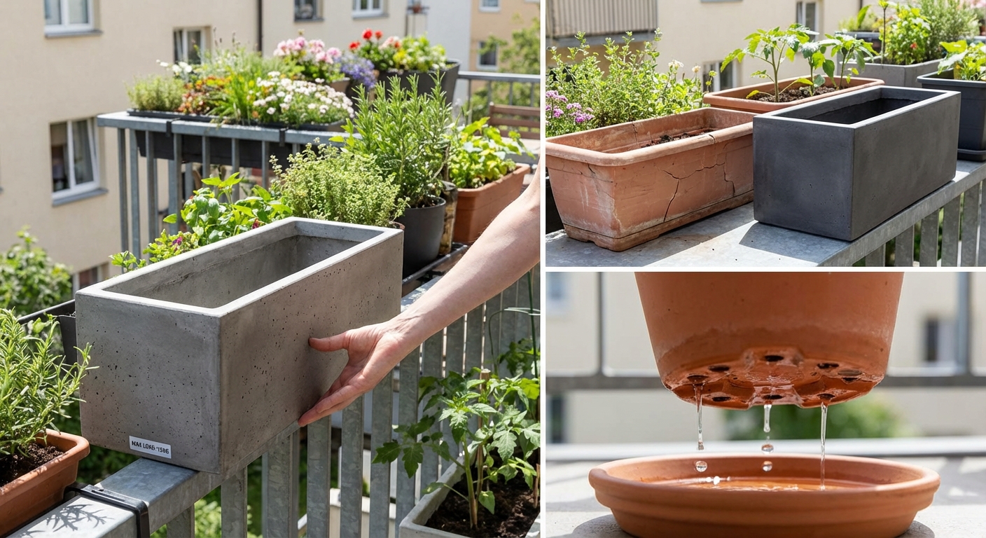 A picturesque balcony featuring green shutters and vibrant flower boxes, offering a touch of elegance.