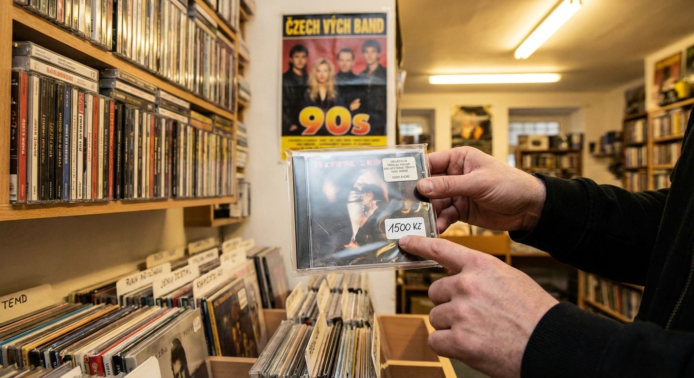 A creative display of retro audio formats including vinyl, cassette, and CD.