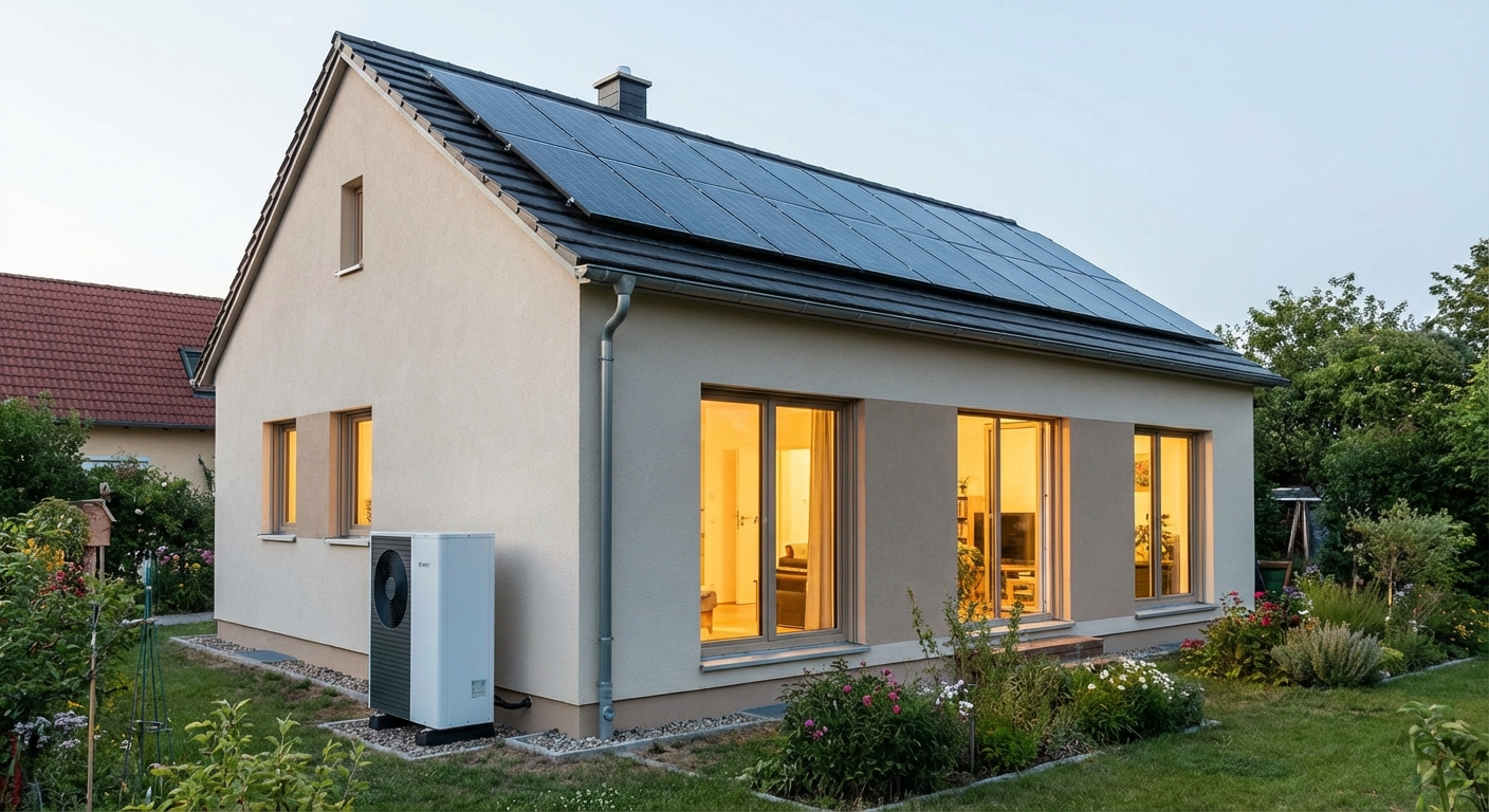 Modern living room interior featuring large windows and lush jungle view.