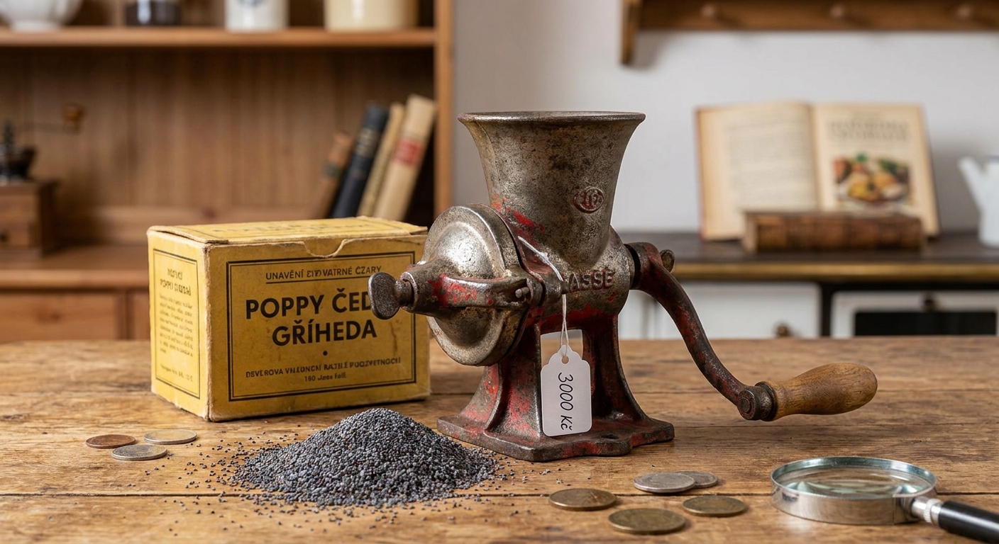 Tento primitivní mlýnek na mák měla za Husáka každá rodina. Dnes je to sběratelský unikát a prodává se za tisíce