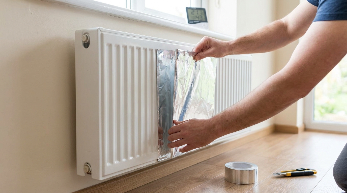Tento trik s hliníkovou fólií za radiátorem zná málokdo. Přitom vám v zimě ušetří tisíce za teplo