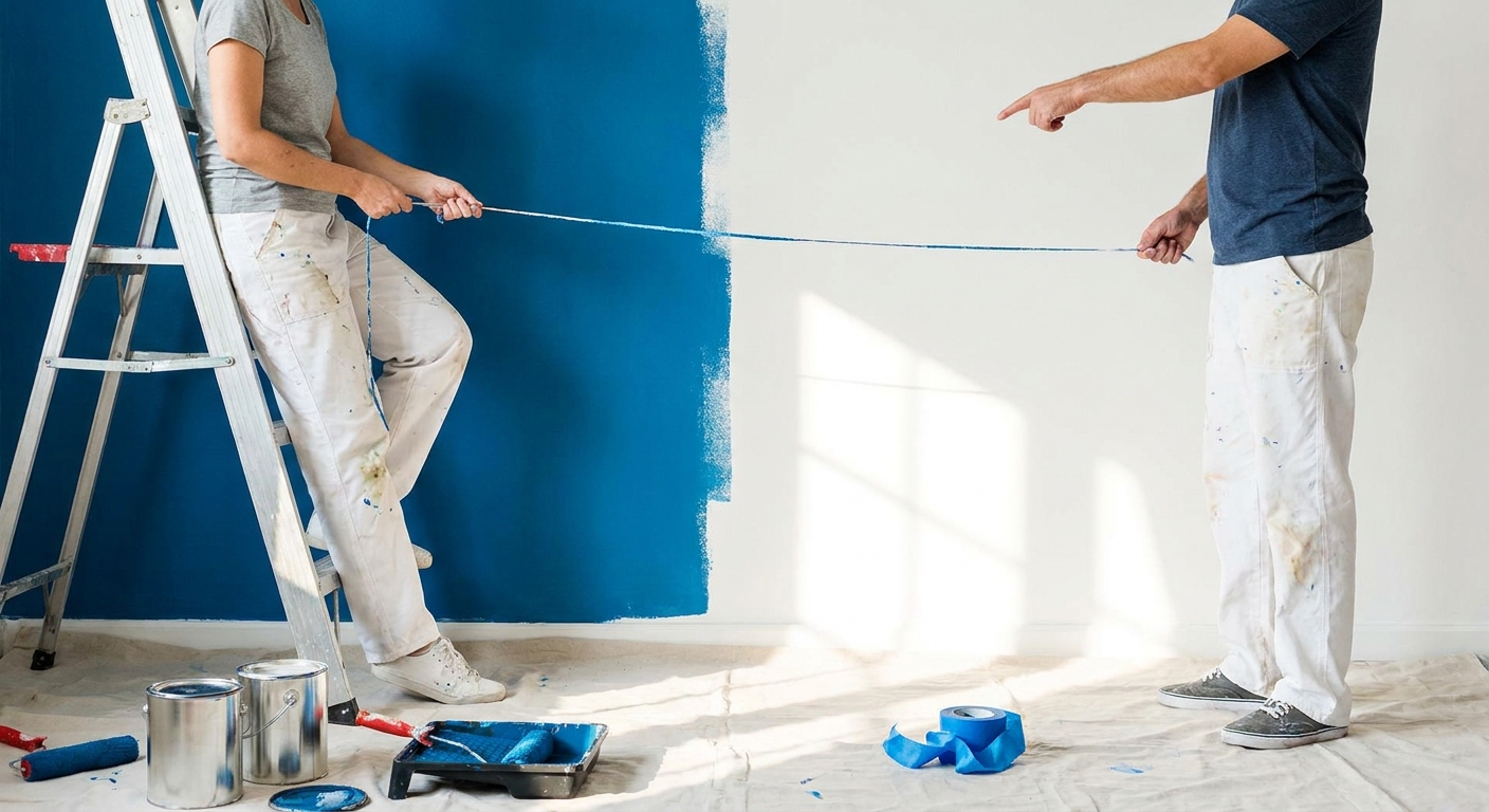 Tento trik s obyčejným provázkem vám usnadní malování bytu. Ušetříte hodiny práce i nervy s úklidem