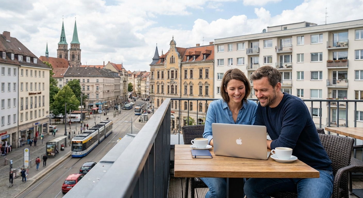 A couple is reviewing and calculating their household bills together at home.