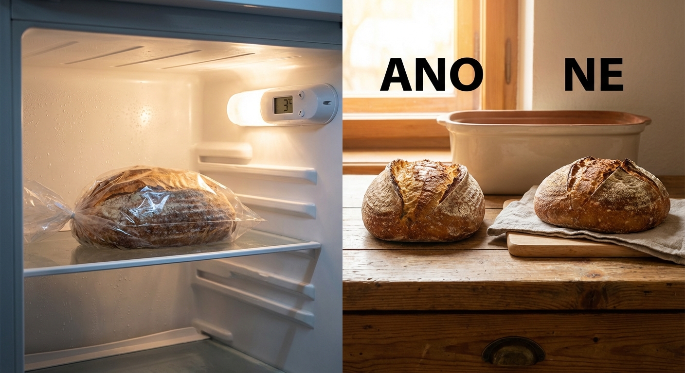 High angle of baked floured homemade crusty loaf on metal net at kitchen at daylight