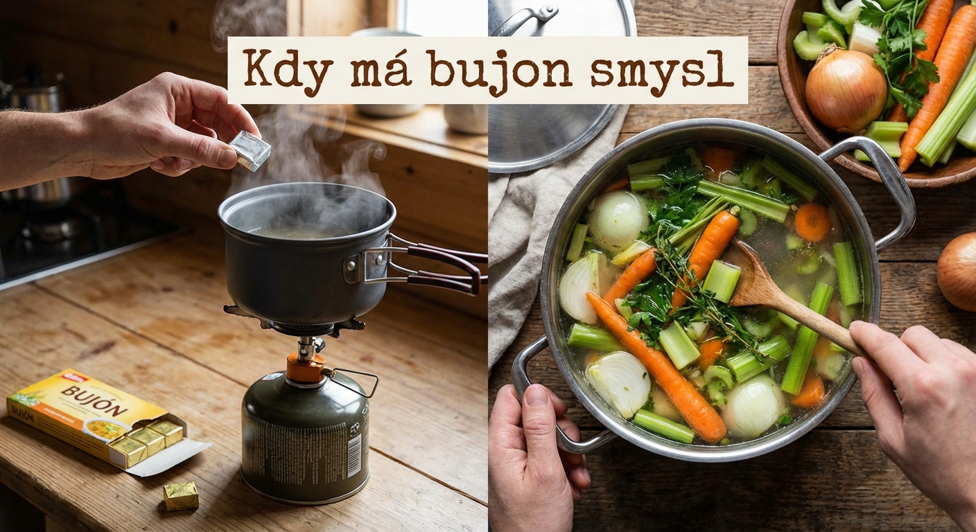 A person cooking vegetable soup with fresh carrots and herbs indoors.