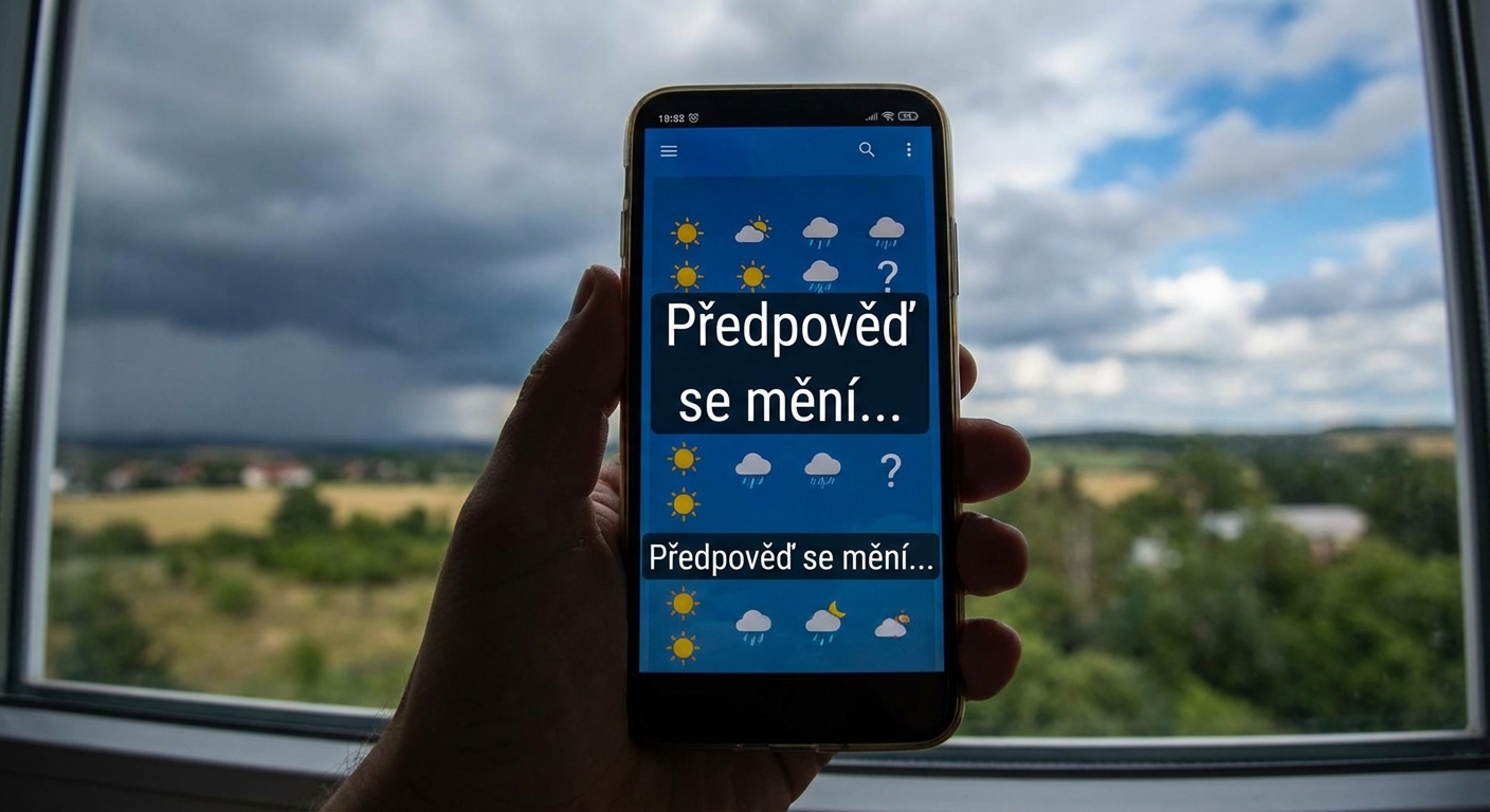 Capture of a rural landscape under a dramatic, cloudy sky with a sunlit meadow.