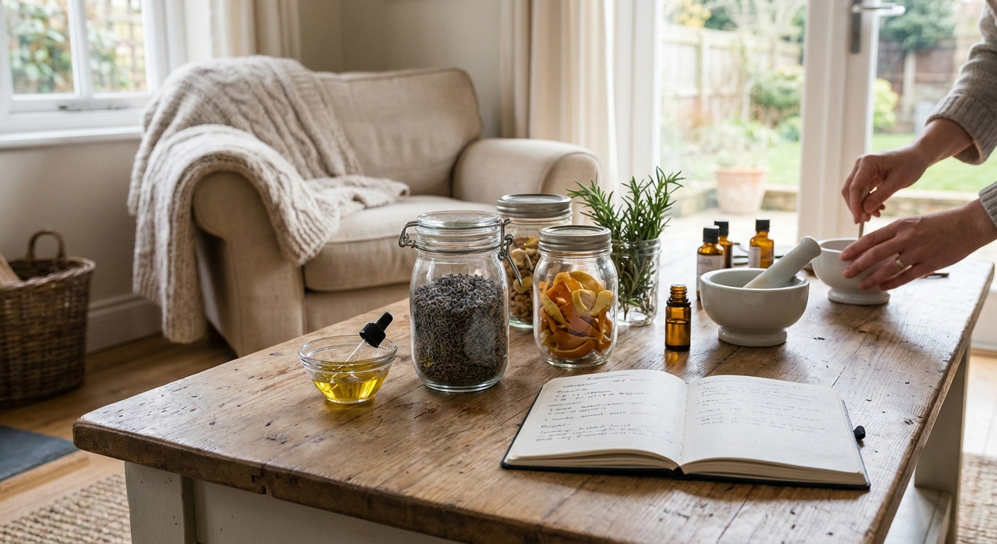 Close-up of dried citrus slices with floral details on a vibrant blue background.