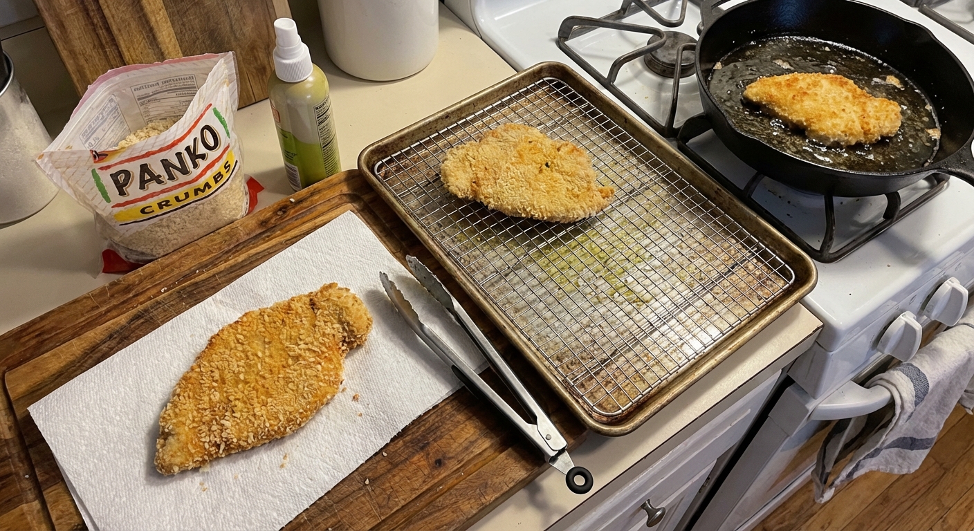 Golden fried shrimp served with creamy dipping sauce on a black platter.