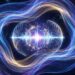 Abstract neon waves orbit a glowing central sphere with a bright pulse, set against a dark starry background.